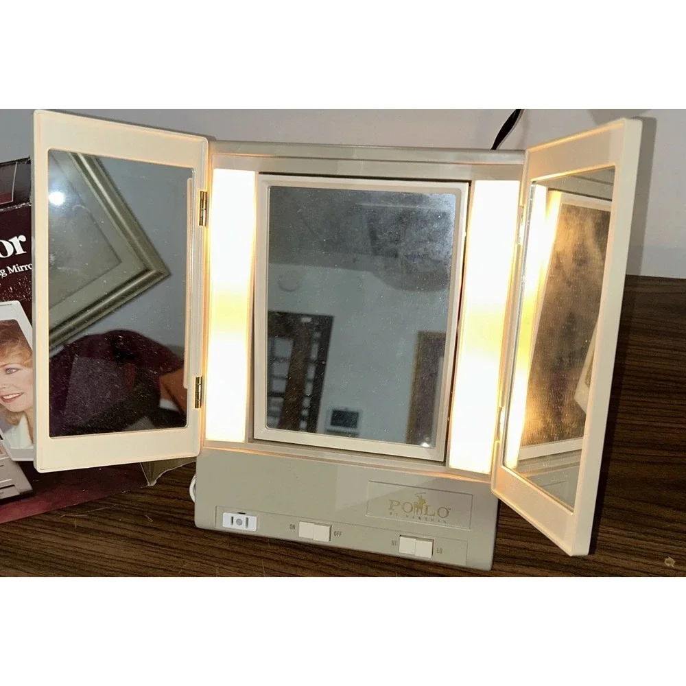 Vintage PortLo by Hartman Triple Lighted Makeup Mirror Vanity Magnifying NOS